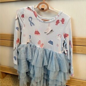 Angel Dear Light Blue Long Sleeve Top with Tulle Skirt